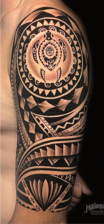 geometric spiral tattoo